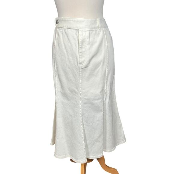 Lauren by Ralph Lauren Dresses & Skirts - Vintage Lauren Ralph Lauren NWT White Denim Skirt Midi Length SZ 14 NWT Flare